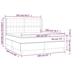Sommier tapissier matelas et LED Bleu foncé 160x200 cm Velours