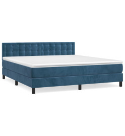 Lit à sommier tapissier et matelas Bleu foncé 160x200cm Velours