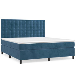 Lit à sommier tapissier et matelas Bleu foncé 160x200cm Velours