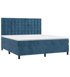 Lit à sommier tapissier et matelas Bleu foncé 160x200cm Velours