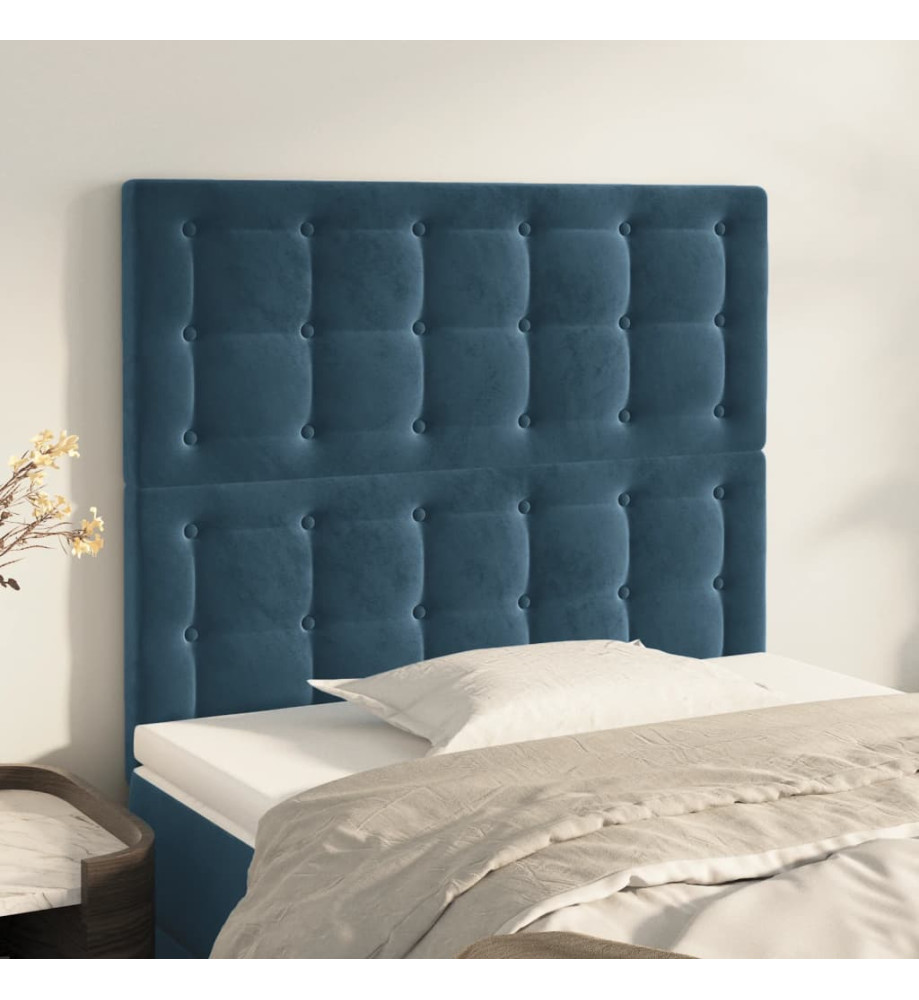 Têtes de lit 2 pcs Bleu foncé 80x5x78/88 cm Velours Têtes de lit 2 pcs Bleu foncé 80x5x78/88 cm Velours