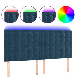 Tête de lit à LED Bleu foncé 160x5x118/128 cm Velours