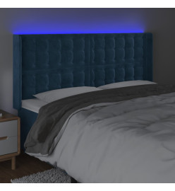 Tête de lit à LED Bleu foncé 163x16x118/128 cm Velours