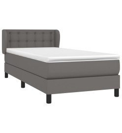 Lit à sommier tapissier avec matelas Gris 90x200 cm Similicuir