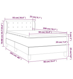 Lit à sommier tapissier avec matelas Gris 90x200 cm Similicuir