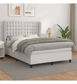 Lit à sommier tapissier avec matelas Blanc 140x200cm Similicuir