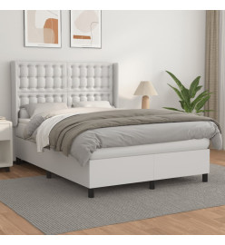 Lit à sommier tapissier avec matelas Blanc 140x200cm Similicuir