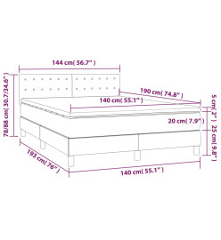 Sommier tapissier avec matelas et LED Rose 140x190 cm Velours