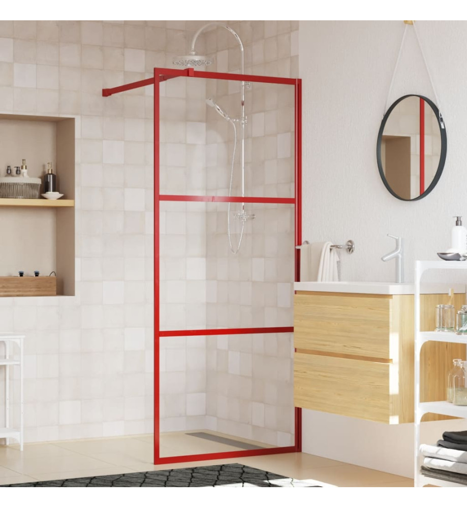 Paroi de douche avec verre ESG transparent rouge 90x195 cm