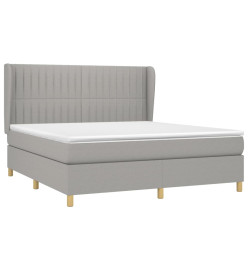 Lit à sommier tapissier avec matelas Gris clair 180x200cm Tissu