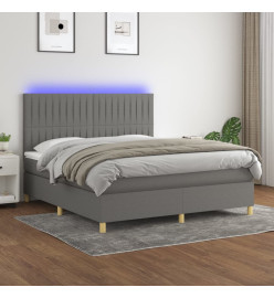 Sommier tapissier et matelas et LED Gris foncé 180x200 cm Tissu