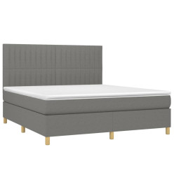Sommier tapissier et matelas et LED Gris foncé 180x200 cm Tissu