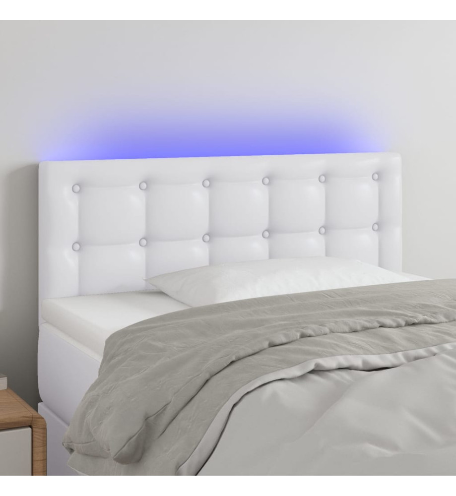 Tête de lit à LED Blanc 90x5x78/88 cm Similicuir Tête de lit à LED Blanc 90x5x78/88 cm Similicuir