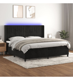 Sommier tapissier avec matelas et LED Noir 200x200 cm Velours