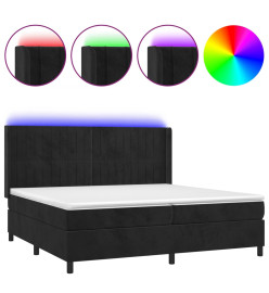 Sommier tapissier avec matelas et LED Noir 200x200 cm Velours