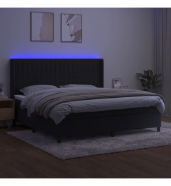 Sommier tapissier avec matelas et LED Noir 200x200 cm Velours