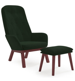 Chaise de relaxation avec repose-pied Vert foncé Velours