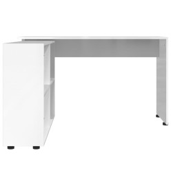 Bureau d'angle Blanc brillant Bois d'ingénierie