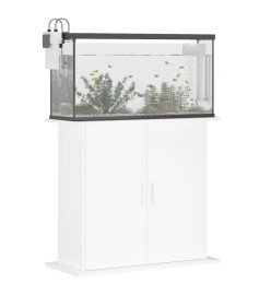 Support d'aquarium blanc brillant 81x36x73 cm bois d'ingénierie