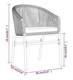 Ensemble de salle à manger de jardin 3 pcs Gris