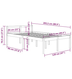 Cadre de lit Blanc Bois de pin massif 120x200 cm