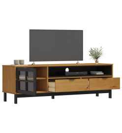 Meuble TV avec porte vitrée FLAM 158x40x50cm bois massif de pin