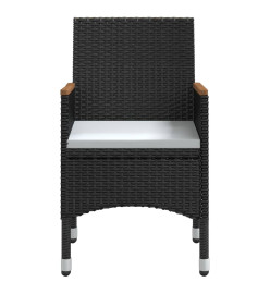 Mobilier de salle à manger d'extérieur avec coussins 3 pcs Noir