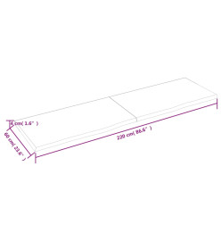 Étagère murale gris foncé 220x60x4 cm bois chêne massif traité