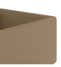 Lavabo carré de luxe à trop-plein Crème mat 41x41 cm Céramique