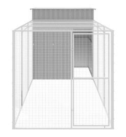 Poulailler avec cour gris clair 165x455x181 cm acier galvanisé