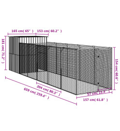 Niche pour chien avec cour anthracite 165x659x181 cm