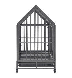 Cage pour chien avec roues et toit Acier 92x62x106 cm