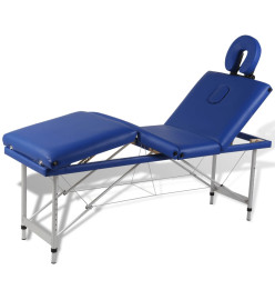 Table pliable de massage Bleu 4 zones avec cadre en aluminium