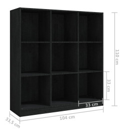 Bibliothèque/Séparateur de pièce Noir 104x33,5x110cm Pin massif