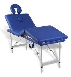 Table pliable de massage Bleu 4 zones avec cadre en aluminium