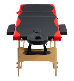 Table de massage pliable 3 zones Bois Noir et rouge