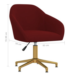 Chaise pivotante de bureau Rouge bordeaux Velours