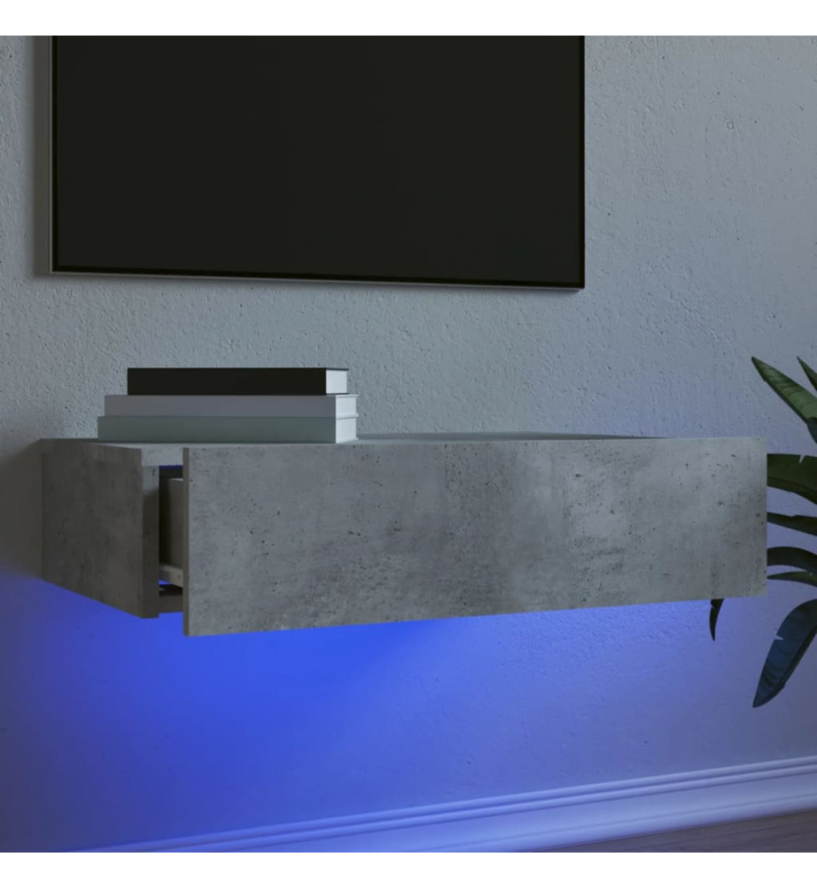 Meuble TV avec éclairage LED gris béton 60x35x15,5 cm