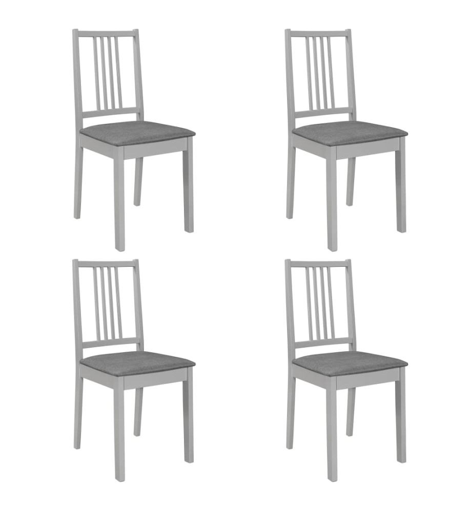 Chaises à manger avec coussins lot de 4 gris bois solide