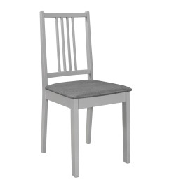 Chaises à manger avec coussins lot de 4 gris bois solide