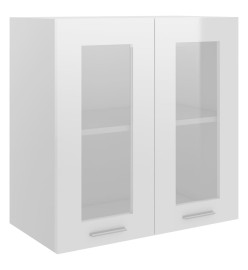 Armoire en verre suspendue Blanc brillant 60x31x60 cm Aggloméré