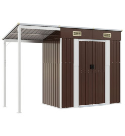 Abri de jardin avec toit prolongé marron 277x110,5x181 cm acier