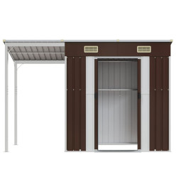 Abri de jardin avec toit prolongé marron 277x110,5x181 cm acier