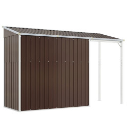 Abri de jardin avec toit prolongé marron 277x110,5x181 cm acier