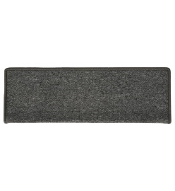 Tapis d'escalier 15 pcs 65x21x4 cm Gris et noir