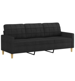 Ensemble de canapés 3 pcs avec coussins Noir Tissu