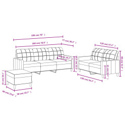 Ensemble de canapés 3 pcs avec coussins Marron Tissu