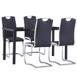 Ensemble de salle à manger 5 pcs Similicuir Noir