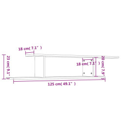 Étagère TV murale Chêne Sonoma 125x18x23 cm Aggloméré