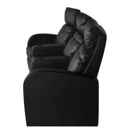 Fauteuil inclinable à LED à 3 places cuir artificiel noir